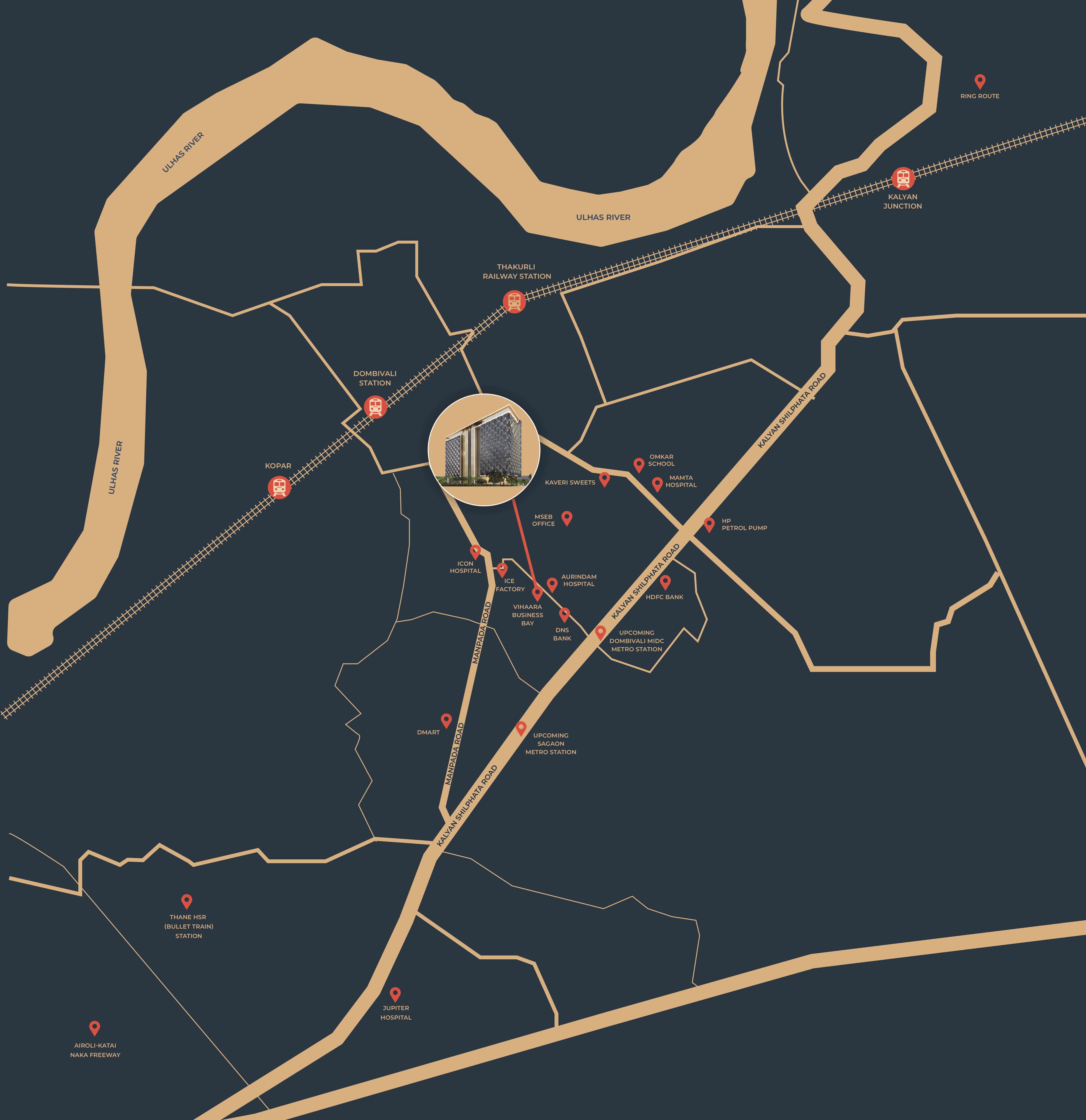 Vihaara Business Bay Connectivity Map